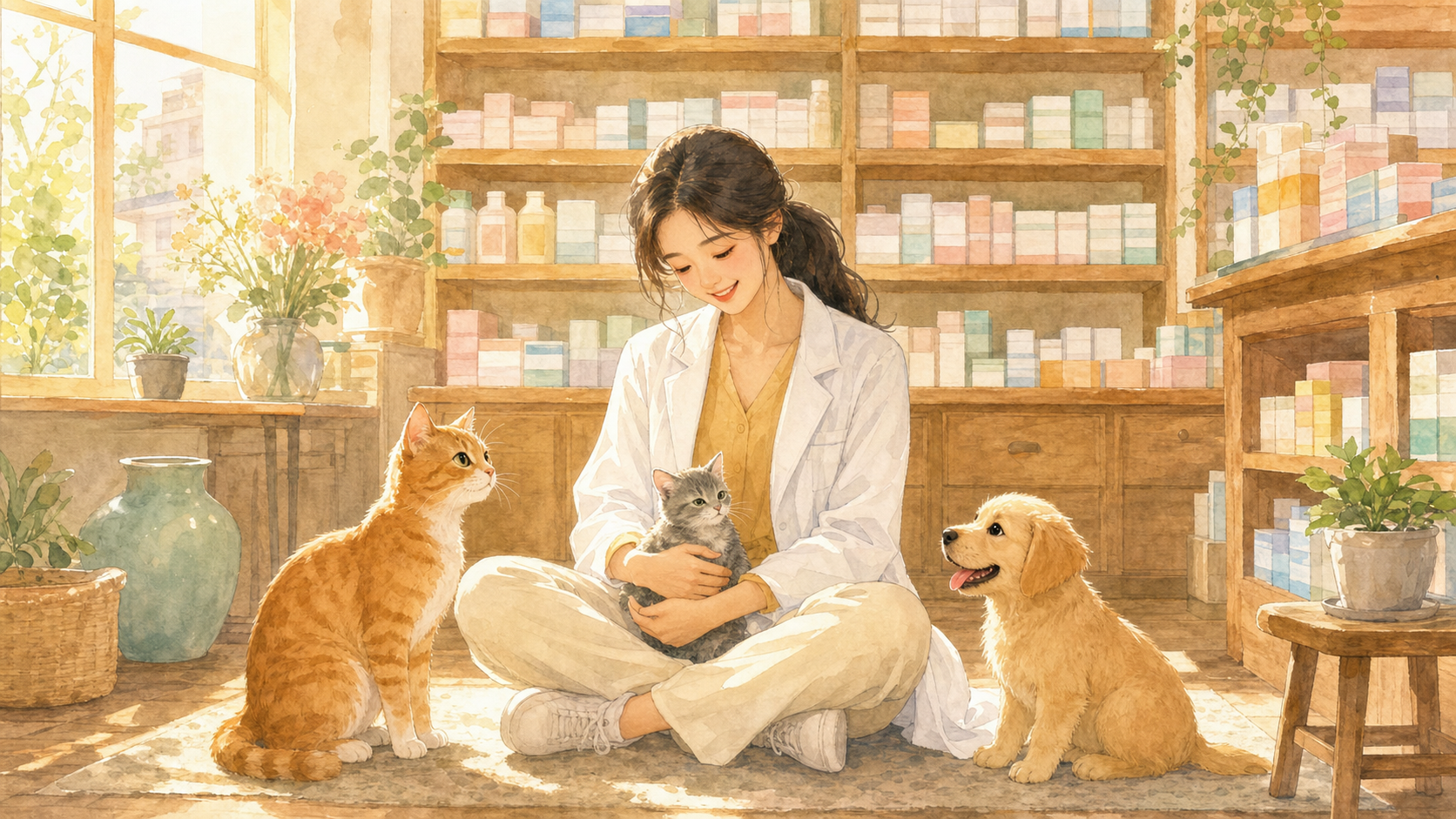 다정약국 분위기 일러스트